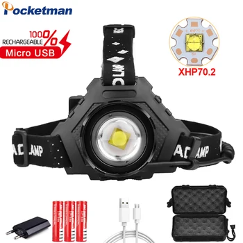 

Powerful Headlamp XHP70.2 LED Headlight USB Rechargeable Head Light Zoom Head Lamp Waterproof XHP70 XHP50 Head Front Light 18650