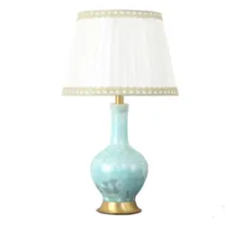 Американский стиль, Синяя Керамическая Настольная лампа Цзиндэчжэнь для кровати, прикроватная, для гостиной, для фойе, для учебы, для