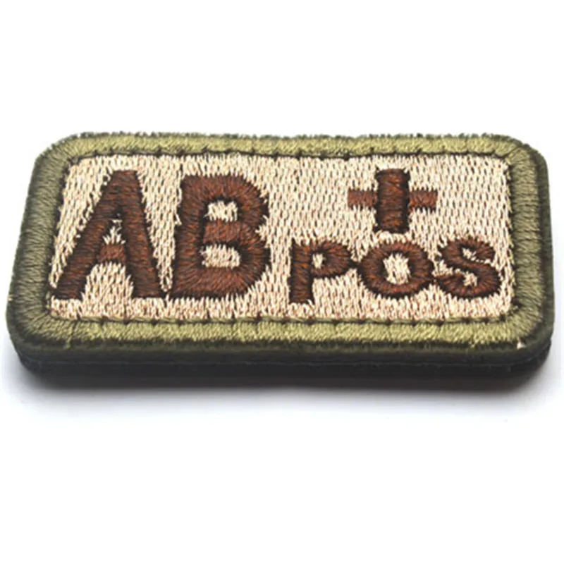 Blood Type Morale Patches Hook Loop Embroidery Military Tactics Badge For Coat Backpack DIY Sewing Fabric A+POS O-NEG Patches