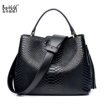 

BRIGGS 100% Cow Genuine Leather Women Handbags Fashion High Quality Female Shoulder Messenger Bag New Design Lady Top-Handle Bag