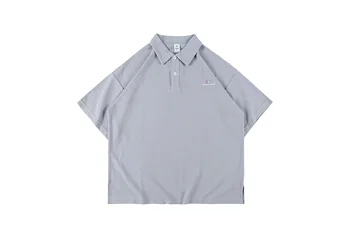 

2020ss Summer Style Men's Oversized Polo Shirt Capsule Embroidery Casual POLO Men Women Couples 100% Cotton Bottom Slit Polo Men