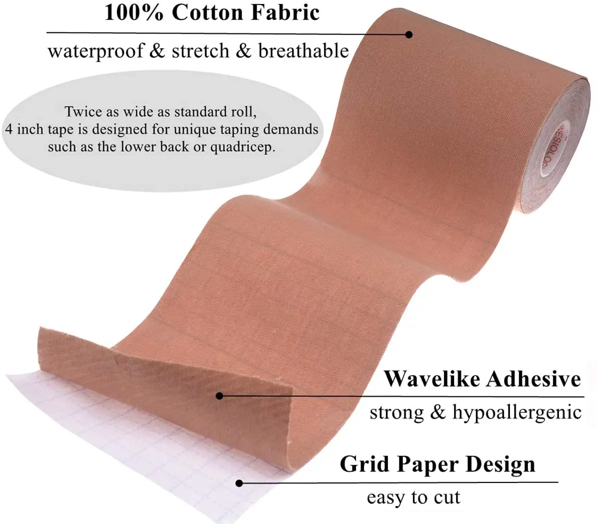 HONYAO Nastro Kinesiologico 2 Rotolo, Kinesio Tape 5cm x 5m, Cerotto Kinesiologico per Ginocchio, Spalla e Gomito, Fisioterapiche Impermeabil Traspiranti, Taping Kinesiologico Blu Rosa