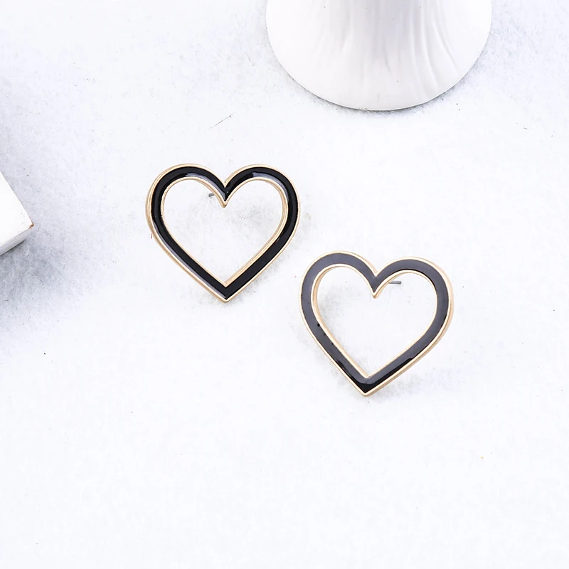 Contracted Design Unique Black White Enamel Star Heart Drop Earrings For Women Gifts Gold Color Fashion Jewelry Wholesale Contracted Design Unique Black White Enamel Star Heart Drop Earrings For Women Gifts Gold Color Fashion Jewelry Wholesale