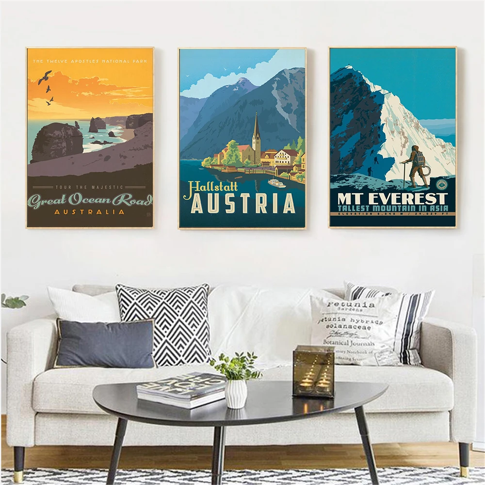 Настенная живопись пейзаж ВИНТАЖНЫЙ ПЛАКАТ Denali национальная Канада Австрия