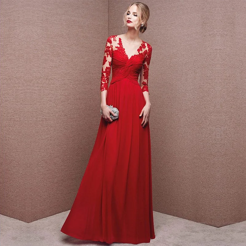 PROD 1005003208882329 Lace Satin Young Lady Sexy Maxi Patchwork Chinese
Prom Dresses With Buttons Sexy Cheongsam Appliques Red Evening Dress
Qipao