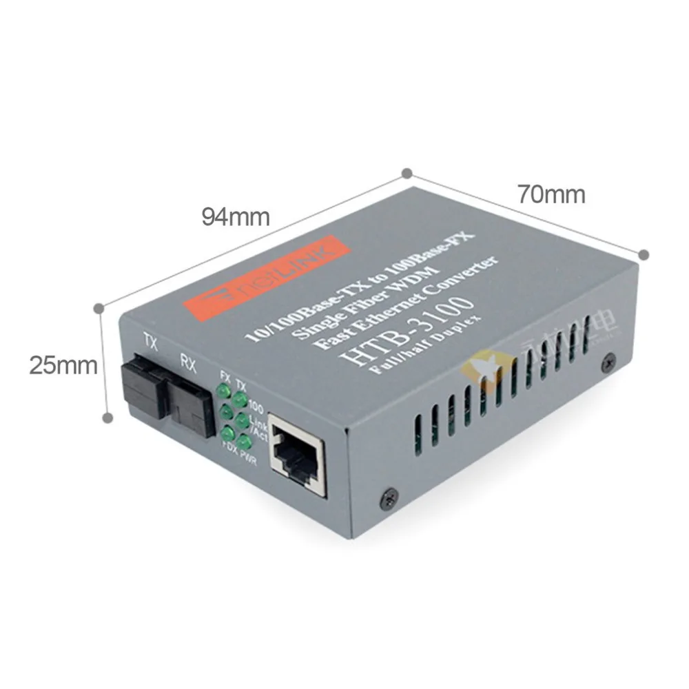 2Pcs Fiber Optical Transceiver  10/100 Mbps One Pair Fiber Media Converter POF Media Converter Single Mode Single Fiber