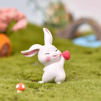 

6pcs Cartoon Rabbit Bunny Miniature Figurine Micro Landscape Ornaments Desk Mini Dollhouse Toy Fairy Garden Accessory