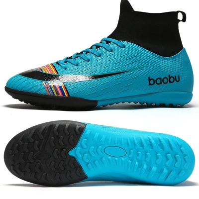 New Soccer Shoes Men High Top Training Ankle AG/TF Sole Outdoor Cleats Sport Shoes Spike Women Crampon Football Turf Boots Mens - Цвет: see chart