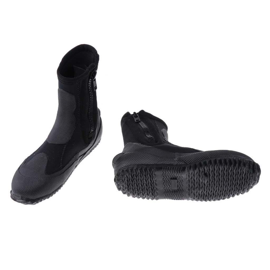 5mm Super Stretch Zipper Hard Sole Scuba Dive Water Sports Surfing Snorkeling Booties Wetsuit Boots Black XS -3XL 