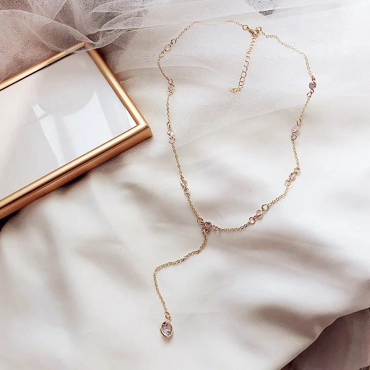 Crystal INS Non-mainstream Choker Simple Necklace Women's Pearl Korean-style Students MORI Series Normcore Style Versatile Penda