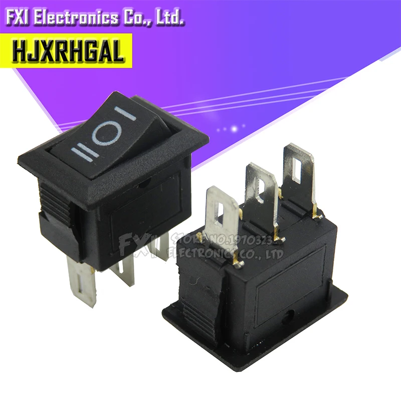 10 шт. кнопочный переключатель 10x15 мм SPST 2Pin 3pin 3A 250V KCD11 оснастка вкл. Выкл. Кулисный переключатель 10 мм* 15 мм черный красный белый - Цвет: 3Pin 3 block Black