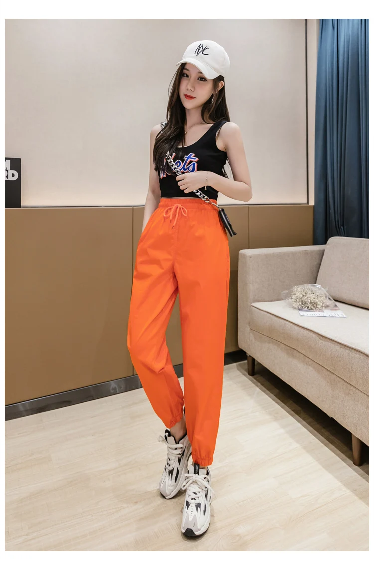 Jielur Trousers Women Solid Color Elastic Waist Candy Color Autumn Pants New Chic Sweatpants Pantalon Femme Roupas Slim Pants