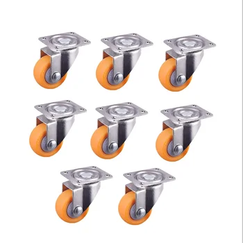

Set of 8 1 inch Low Profile Casters Wheels Soft Rubber Swivel Caster with 360 Degree Top Plate 28.66lb Total Capacity (Orange)
