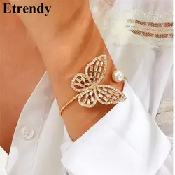 Мода горный хрусталь большой браслет на ухо с бабочкой браслет для женщин 2019 Новый стиль индивидуальные браслеты и браслеты