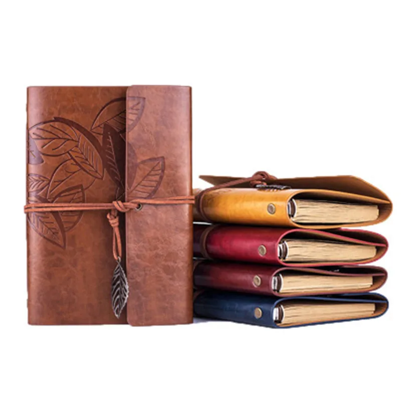 

Vintage Leather Cover Notebook Travelers Notebook Diary Notepad Blank Diary Leaves Design Paper Note Book School Stationery Gift