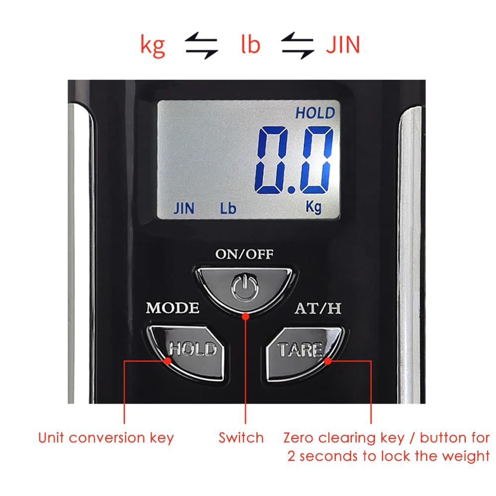  Digital Electronic Hanging Scale Hook 200KG / 100g Weighting Backlit LCD Display Portable Digital S - 4000327193053