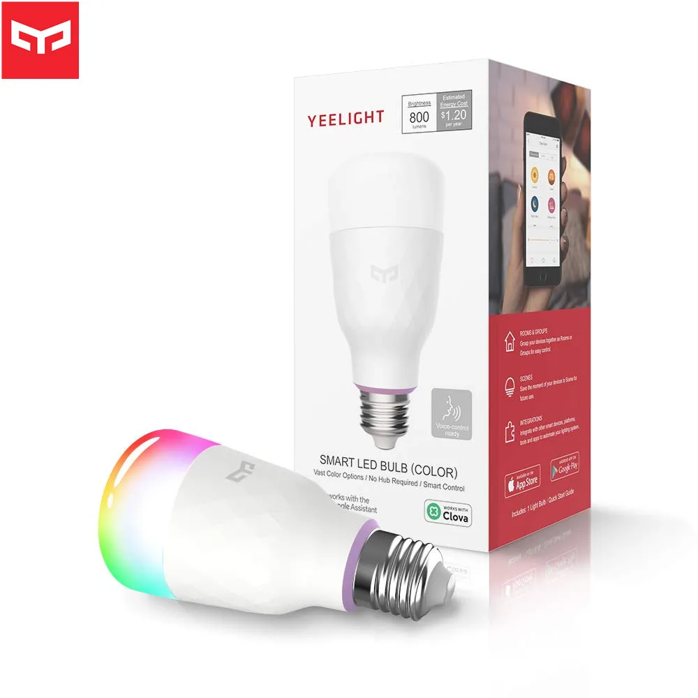 Offerte Più recente Versione Inglese Xiao mi Yeelight Limone Blu II RGB HA CONDOTTO Le Luci di Lampadina Intelligente (Colore) e27 10W 800 Lumen mi App di Controllo
