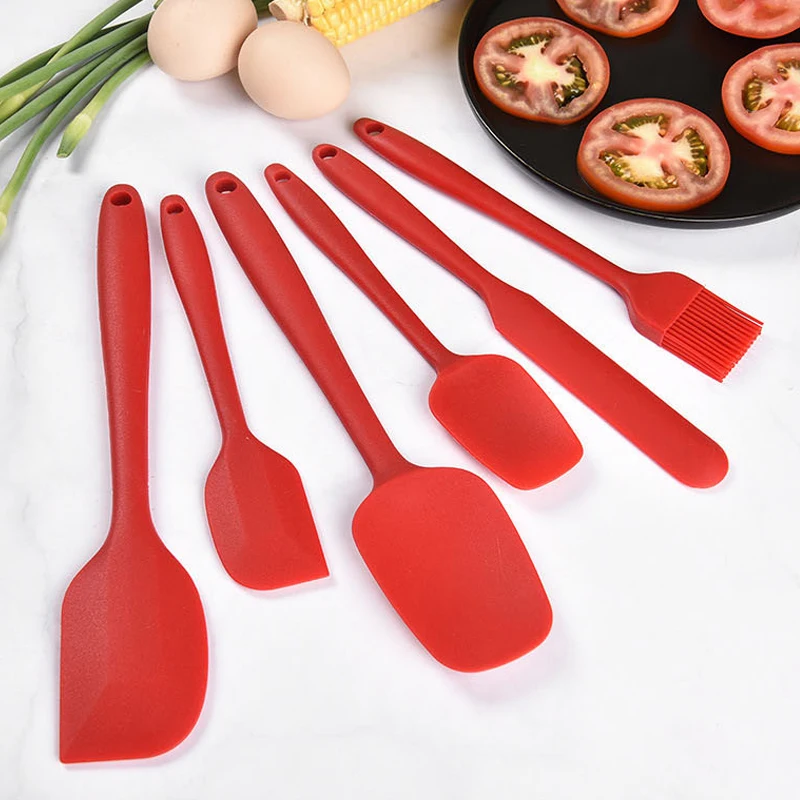 6PCs/Set Red Baking Tool Spatula Brush Set Silicone Kitchenware Cream Scraper Mixing Batter Scraper Brush Butter Bakeware Tool 6PCs/Set Red Baking Tool Spatula Brush Set Silicone Kitchenware Cream Scraper Mixing Batter Scraper Brush Butter Bakeware Tool