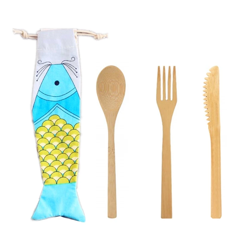 Многоразовые деревянные столовые приборы дорожная ложка вилка солома