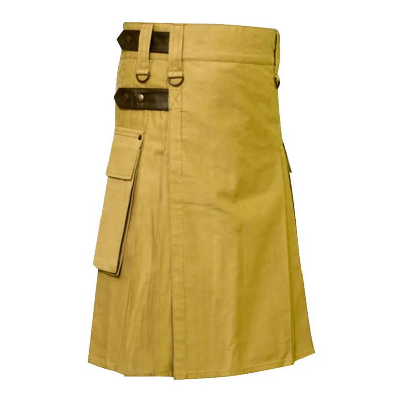 Yellow Винтажные Панталоны с поясом, мужские короткие юбки с эластичной талией, мужские летние уличные повседневные короткие штаны до колена - Цвет: Yellow