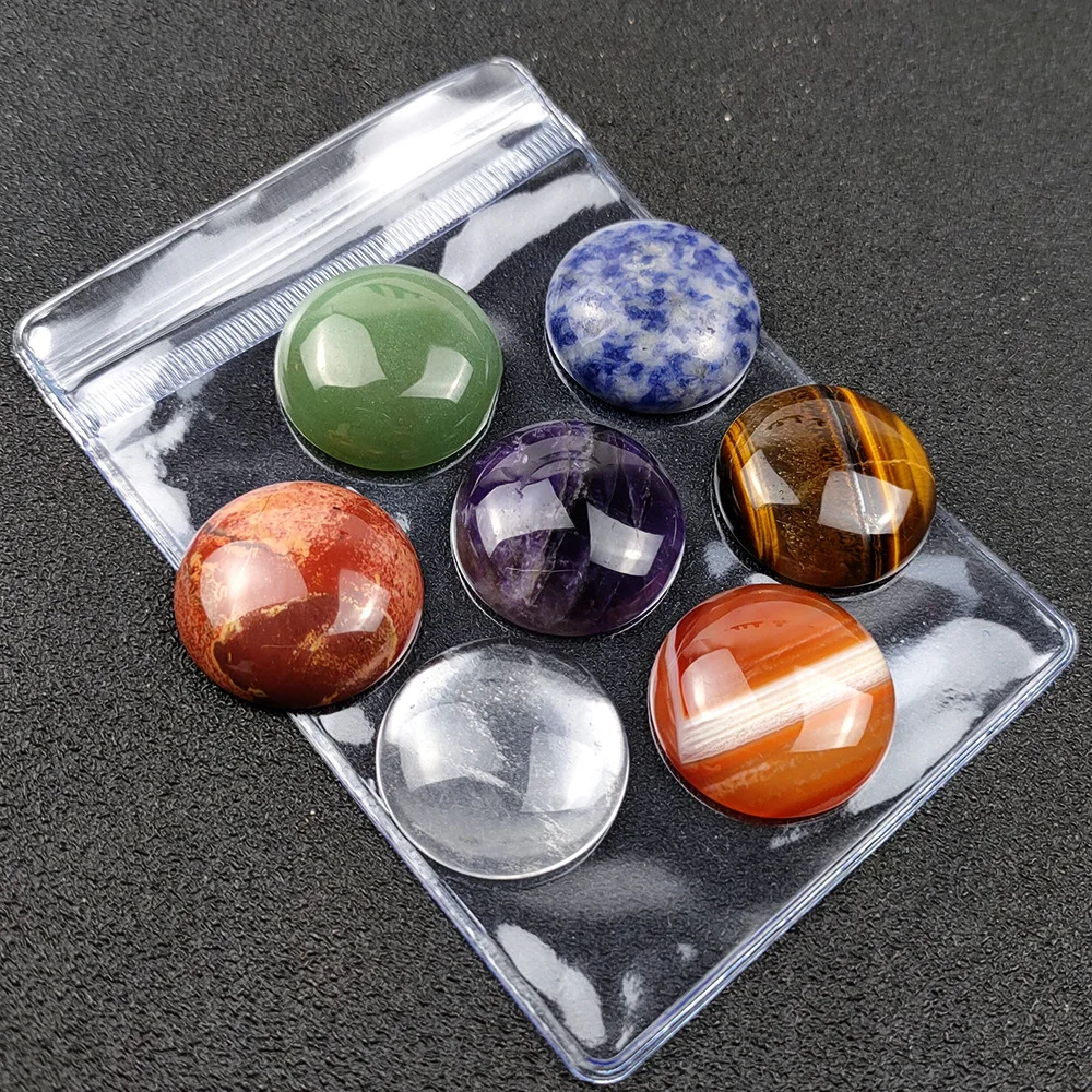 Natural Stone Round 25mm  Amethyst Tiger's Eye  Yoga 7 Chakra Healing Stone Guides Meditation Decoration