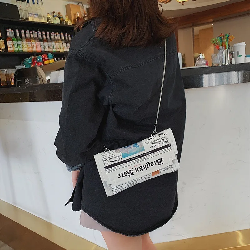 Женская сумка-мессенджер с цепочкой, сумка на плечо, модная, маленькая, квадратная, газетная, новинка, стильные сумки,, Bolso Mujer