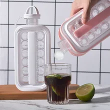 Ice Ball Maker 2 In 1 Portable Creative Ice Bottle Silicone Mold Translucent For Kitchen Bar Tool Making Ice Hockey Kettle