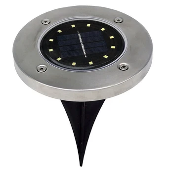 

1pc 12LED Solar Power Modern Outdoor Garden Easy Install Ground Lights Park Lawn Path Stainless Steel Patio Floor Decking Yard