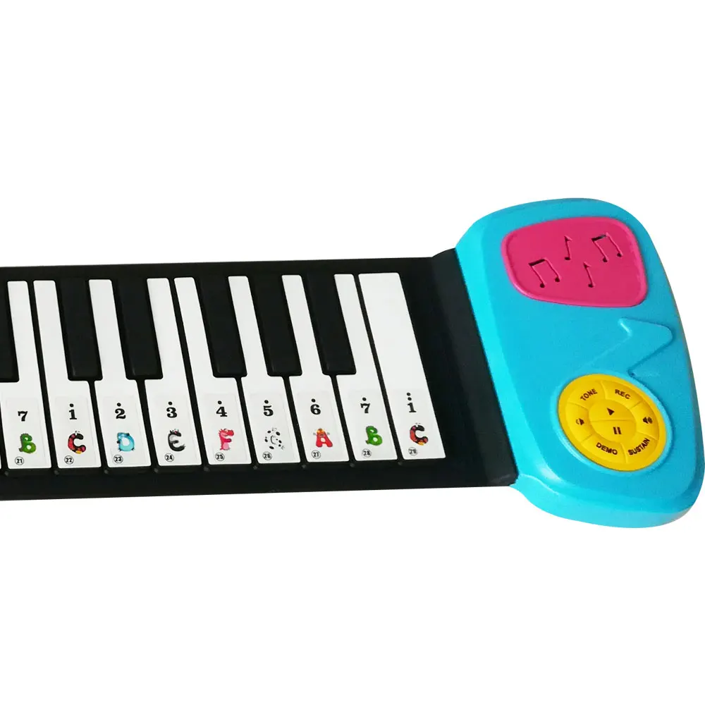 Electronic Organ Roll Up Piano 49 Key Teaching Beginner Sound Spectrum Sticker Electronic Keyboard Piano Music Gift