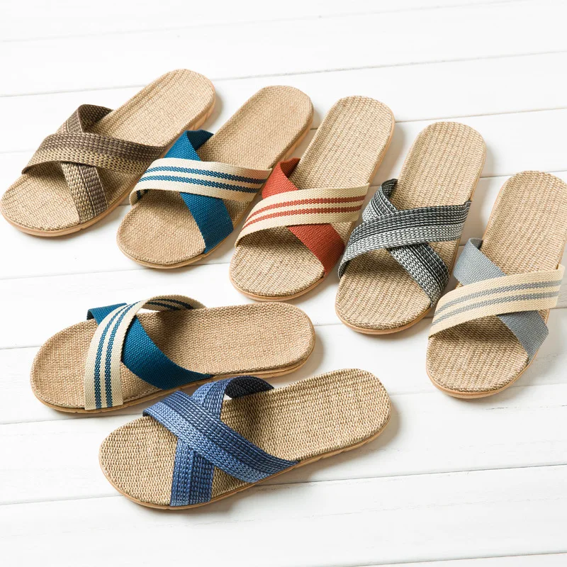 

Slipper Women's Summer Linen Slippers Couples Habitat Home Slipper Indoor Deodorizing Wood Floor Beach Slippers Men's Summer