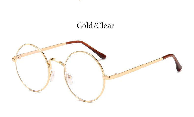 Gold Clear Круглые очки ретро оправа металлические прозрачные линзы оправа для женщин Классическая оптическая винтажная Золотая Женская оправа для очков Oculos - Цвет оправы: Gold Clear