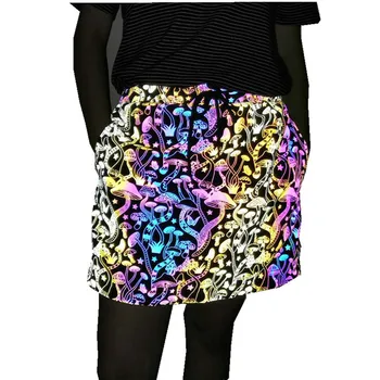 

New Mushroom Dazzle Colour Reflection Half Skirt Personality Glow-colored A-line Skirt Fashion Woven Seven-colour Short Skirt