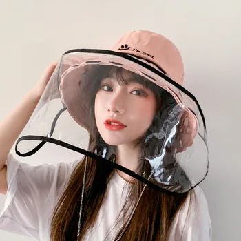 

Women's Cotton Sunbonnet Safety Visor Cap Anti-fog Fisherman Hat Face Dust Droplets Prevention Girls Boys Sun-shade Chapeau