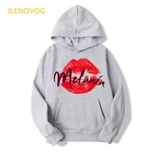 

Melanin Red Lips Graphic Print Cap Hoodie Harajuku Sweatshirt Black Girls Magic Makeup Sweater Jumper Kawaii Winter Tops