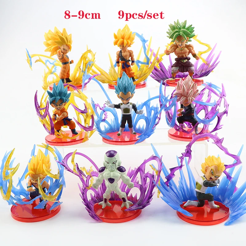 

9 Pcs / Set of Dragon Ball Battle Sun Wukong Vegeta Red Haired Spades Goku Big Devil Frieza Scene Model Toy