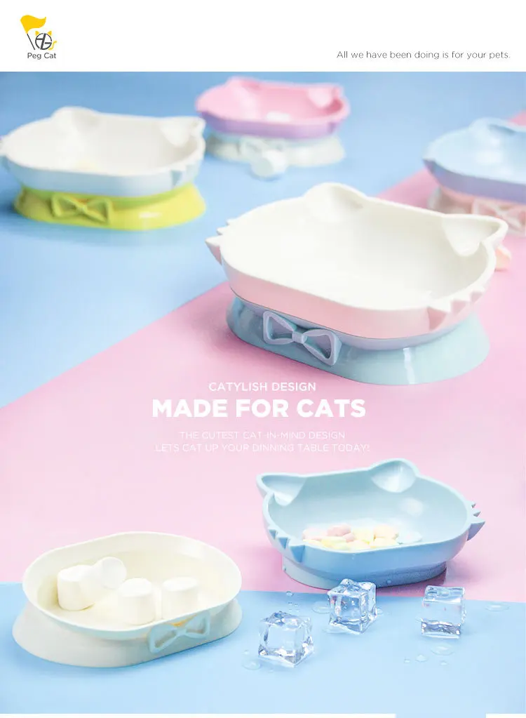 Peg Kitty, новинка, миска для домашних животных, пластиковая скошенная миска для кошки, цельная двойная миска, легко лижется в настоящее время, Avai