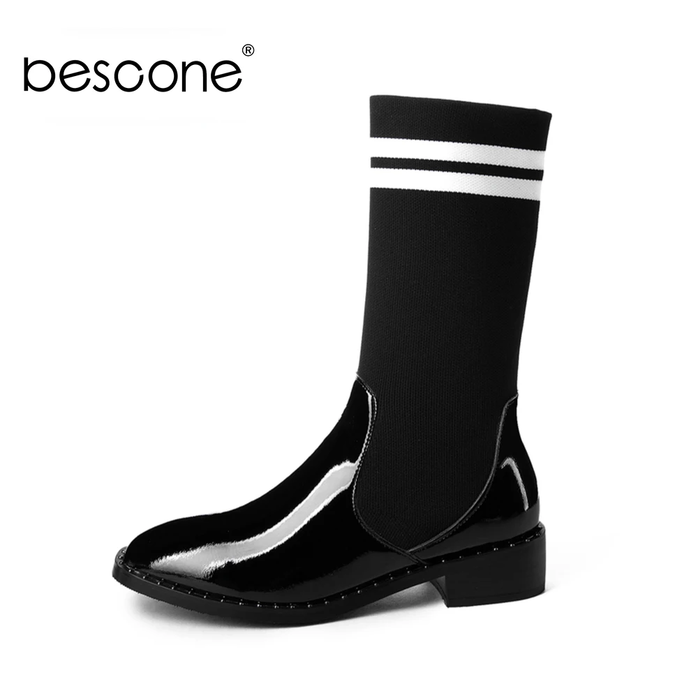 BESCONE/Новые Модные женские ботинки из натуральной кожи Сезон весна осень Обувь на