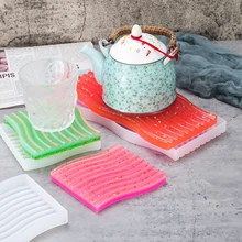 

Crystal Epoxy Mold DIY Splicing Deep Groove Wave Pattern Coaster Swing Table Base Silicone Abrasive 2022 New Products