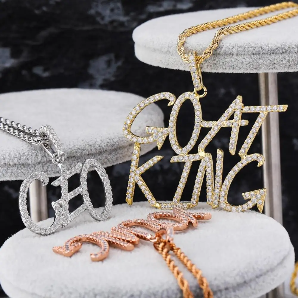 TOPGRILLZ пользовательское имя Iced Out теннисная цепочка буквы ожерелья с подвесками для мужчин Подвески Циркон хип хоп ювелирные изделия с 4 мм теннисная цепочка