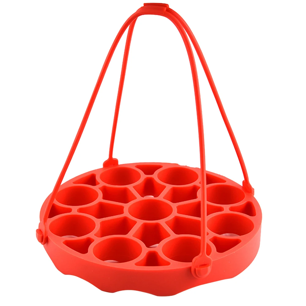 Красный Basket Accessories Non Toxic Pressure Cooker Steamer Rack Mat Heat Resistant Tray Kitchen Round Silicone With Sling Practical - Цвет: Красный