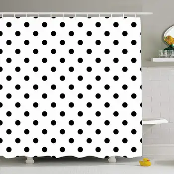 

Shower Curtain for Bathroom 72x78 Pattern Polka Huge Texture Dot Nursery Tiling Black White Fashion Abstract Big Classic Design