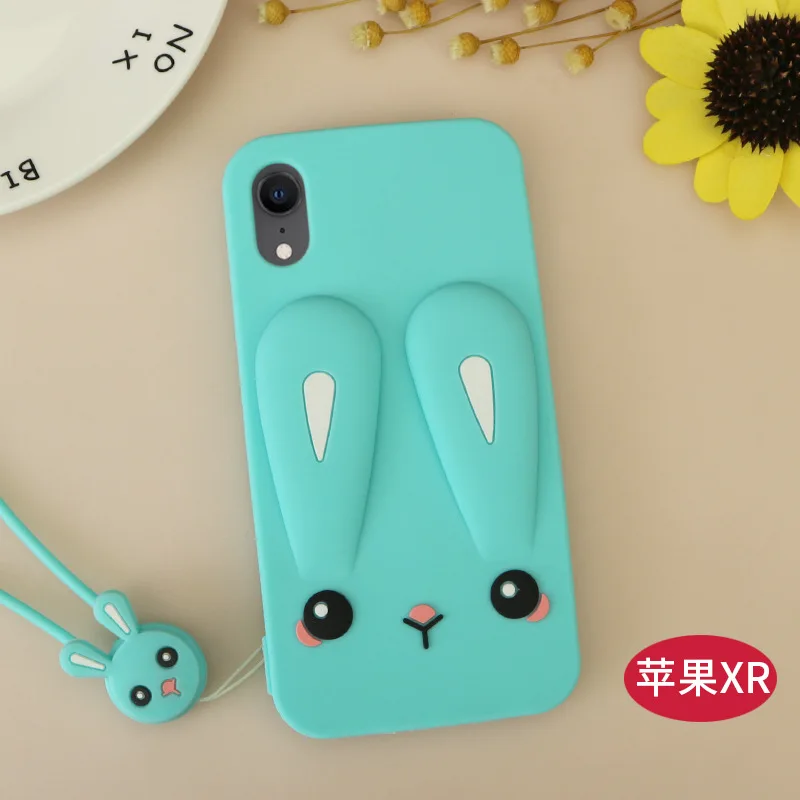 Мультяшный чехол со шнурком для iPhone XR XS Max 8 Plus мягкий силиконовый из ТПУ 11 Pro