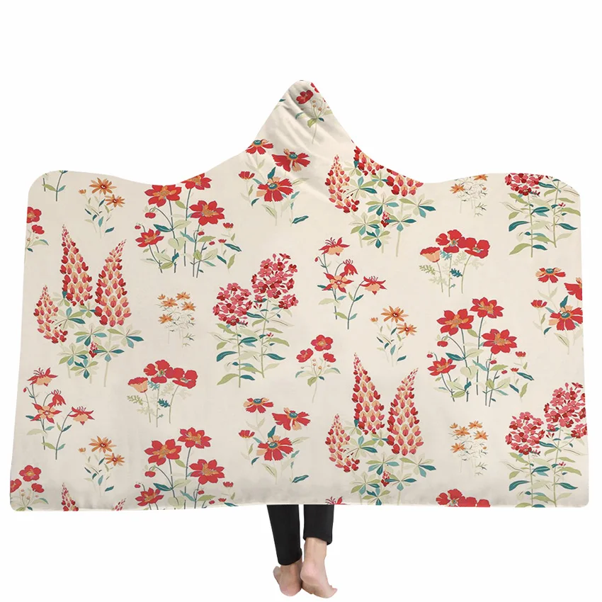 Pattern 10 WHQ современные цветы с капюшоном Одеяло зимнее теплое покрывало мягкая Коралловая флисовая ткань толстое Joyous Cobija Cobertor с капюшоном Одеяло - Цвет: Pattern 10