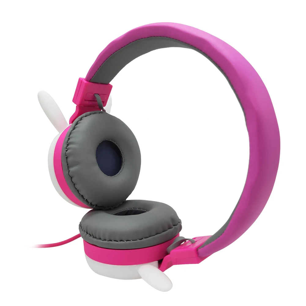 Cute Rabbit Ear Wired Headset Kids Girl Computer Gamer Headphones Foldable Music Headset Earphones For iPhone 11 Huawei Gift