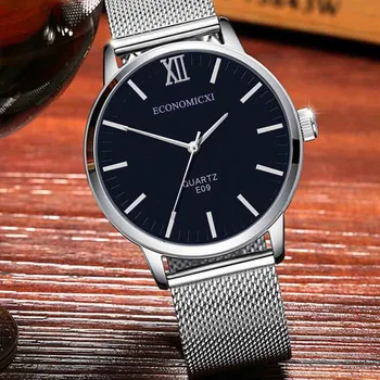 

Men's Fashion Quartz watches Business Simple Stainless Steel Mesh Belt Wild Wristwatch Luxurious Limited edition masculino clock