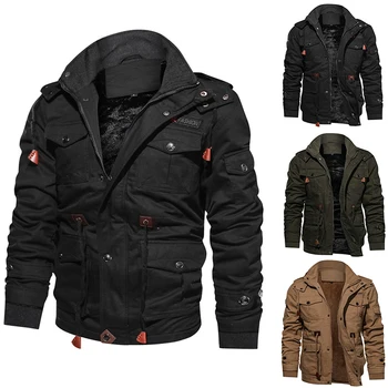 

Thick Warm Mens Parka Jacket Winter Fleece Multi-pocket Casual Tactical Army Jacket Men Plus Size 4XL Hooded Coat