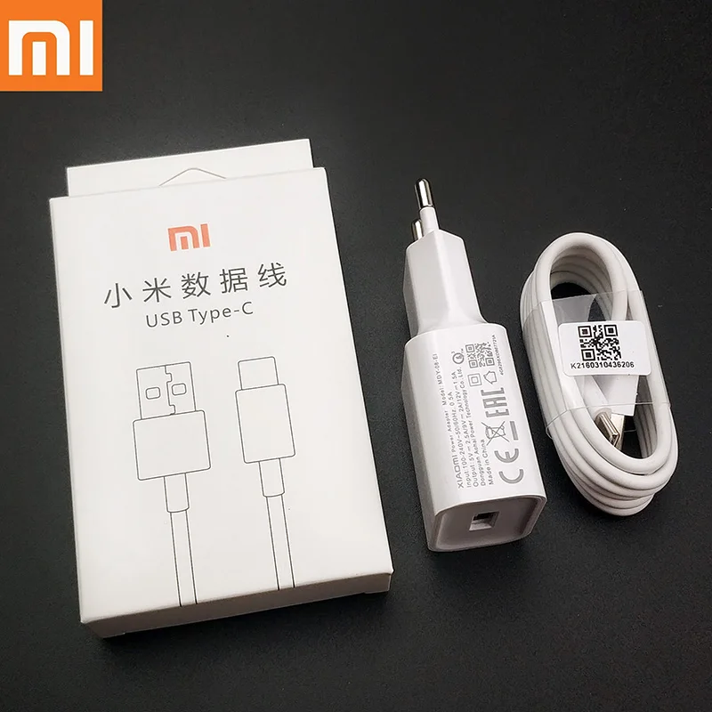 Original Xiaomi fast Charger 12V 1.5A QC3.0 Fast EU wall Charge adapter For Mi A2 A1 Mix 3 2s Mi 9 8 6 Pocophone F1 Moblie Phone - Тип штекера: white charger set