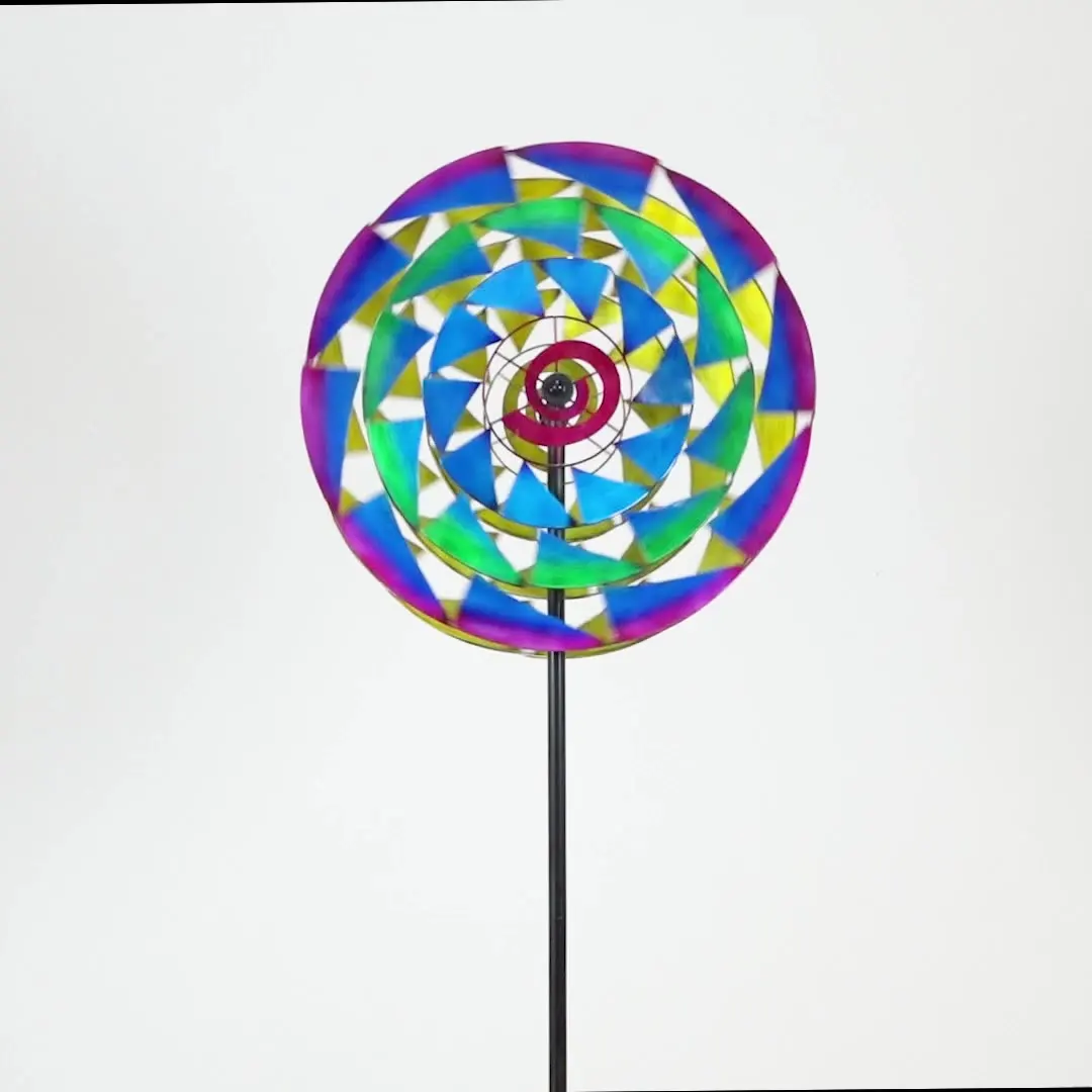 Eye catching Wholesale Metal Wind Spinner Colorful Spiral Shape Garden Lawn Wind Spinners