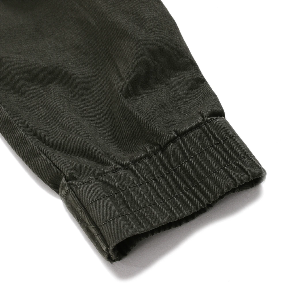Осень и зима стиль Европа и Америка сплошной цвет мужчины мульти-карманы повседневные брюки карго лодыжки с полосками брюки мужские тонкие