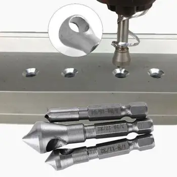 

3Pcs Drill Bit Metalworking Countersink High Speed Steel Titanium Coated